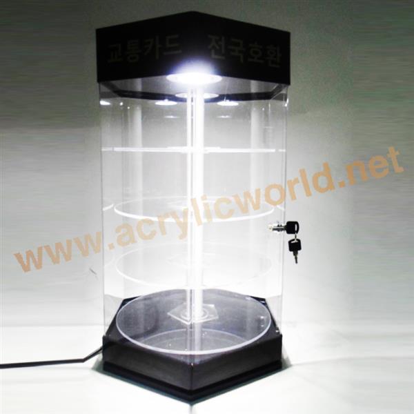  360 roating acrylic watch window display with led